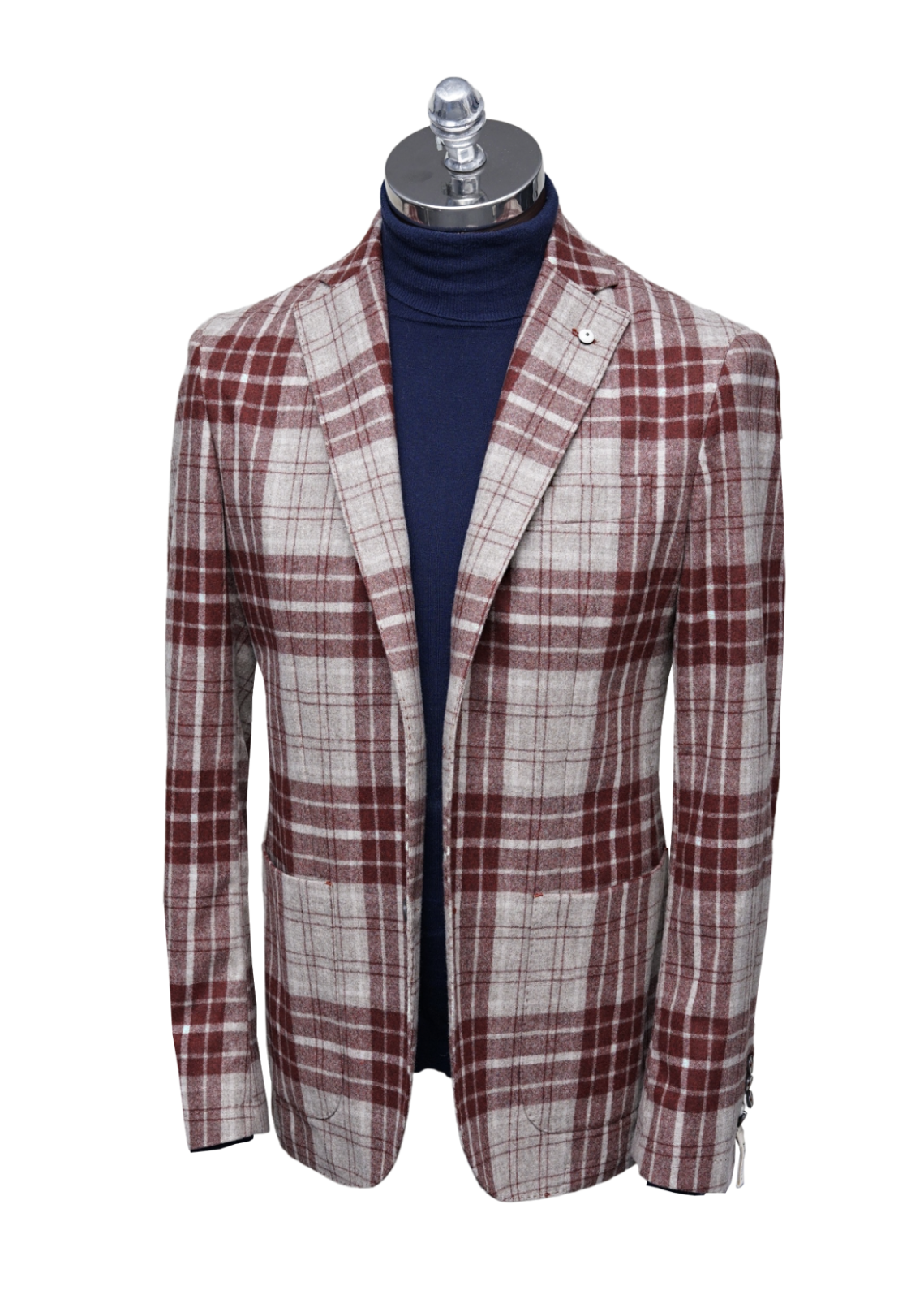 LUBIAM - L.B.M. 1911 - Włoska Marynarka Flanelowa w Kratę - 100% Virgin Wool (50)