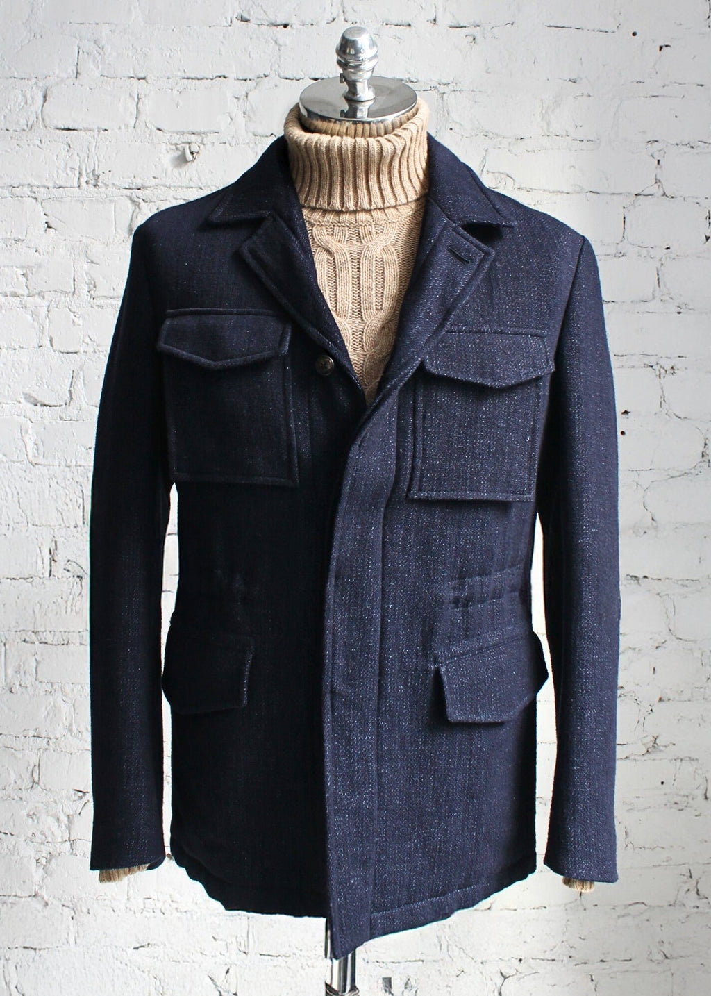 the gigi - granatowa Włoska kurtka overshirt - wool&cotton (46)
