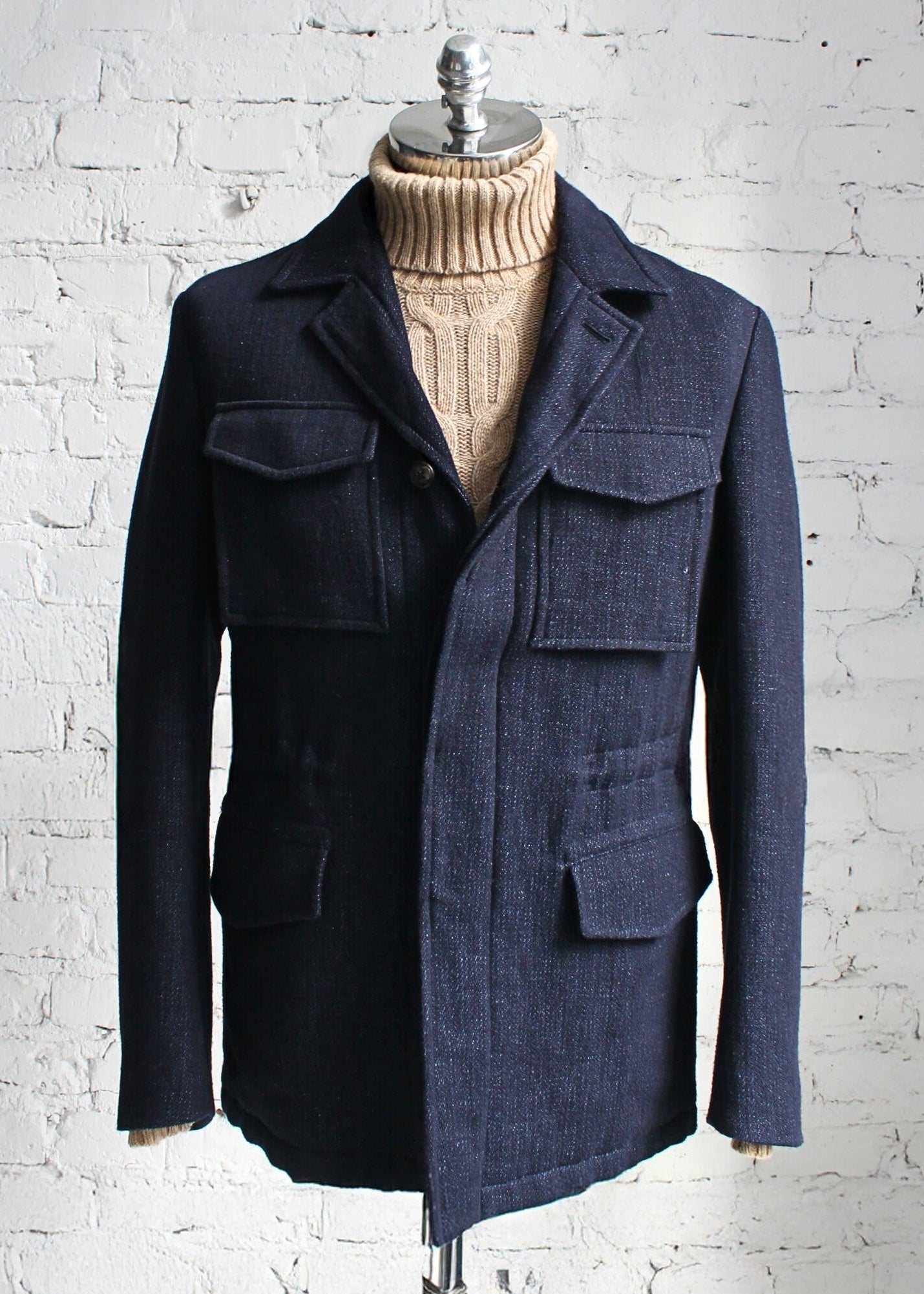 the gigi - granatowa Włoska kurtka overshirt - wool&cotton (46)