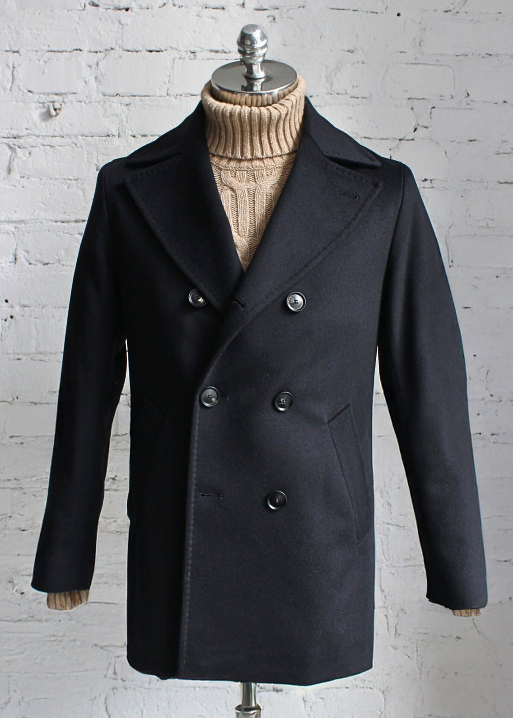 Metropolitan Milano - Granatowa Kurtka/Płaszcz Dwurzędowy - Wool&Cashmere (46)