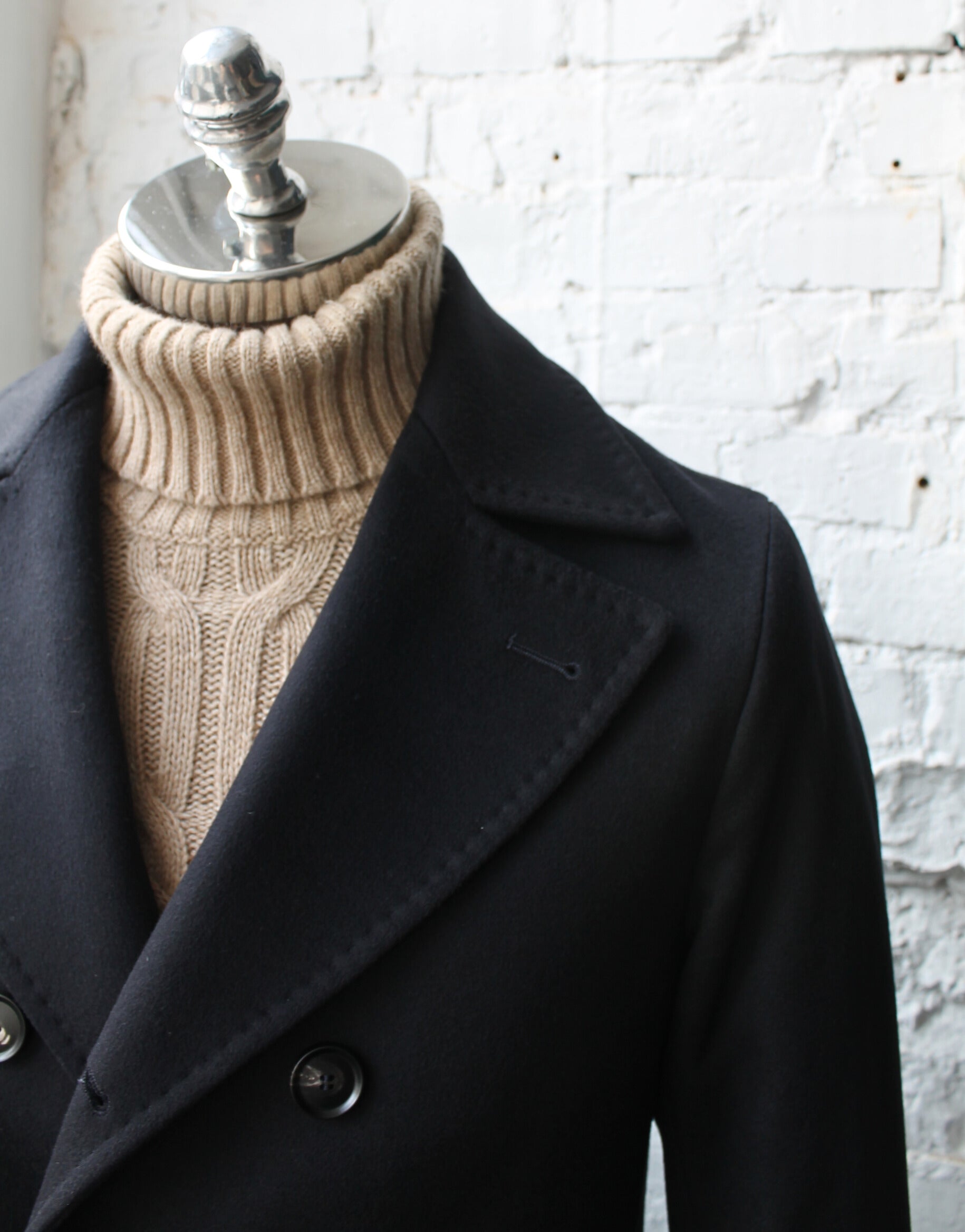 Metropolitan Milano - Granatowa Kurtka/Płaszcz Dwurzędowy - Wool&Cashmere (46)