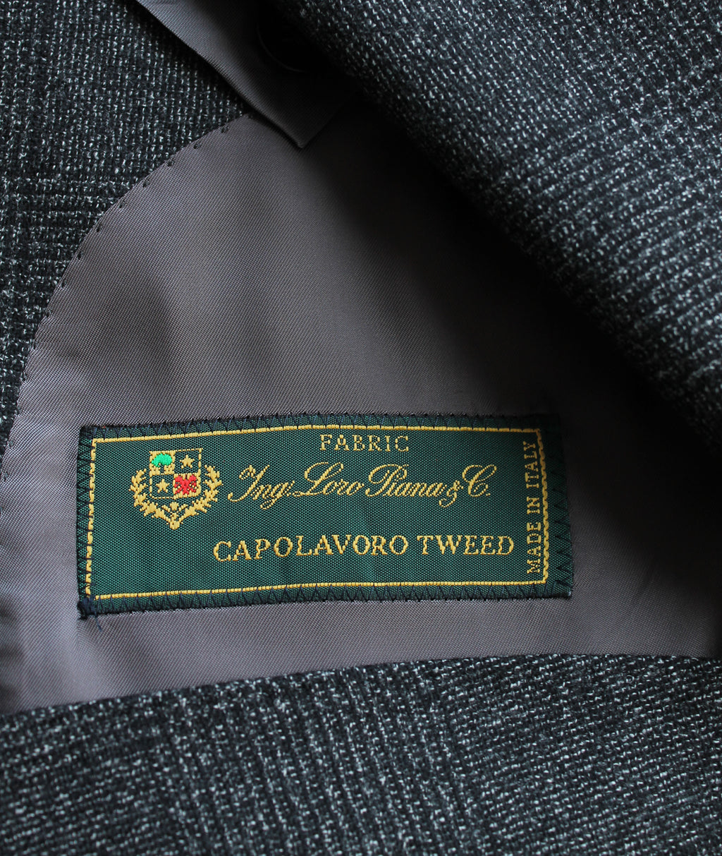 POSZETKA – Grafitowy Garnitur Flanelowy w Kratkę – LORO PIANA (44, 56)