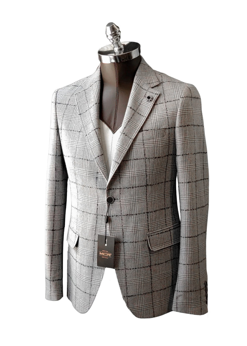 MODACRISE 1989 Wełniana Jasno-Szara Marynarka w Kratę Księcia Walii (46)