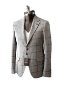 MODACRISE 1989 Wełniana Jasno-Szara Marynarka w Kratę Księcia Walii (46)