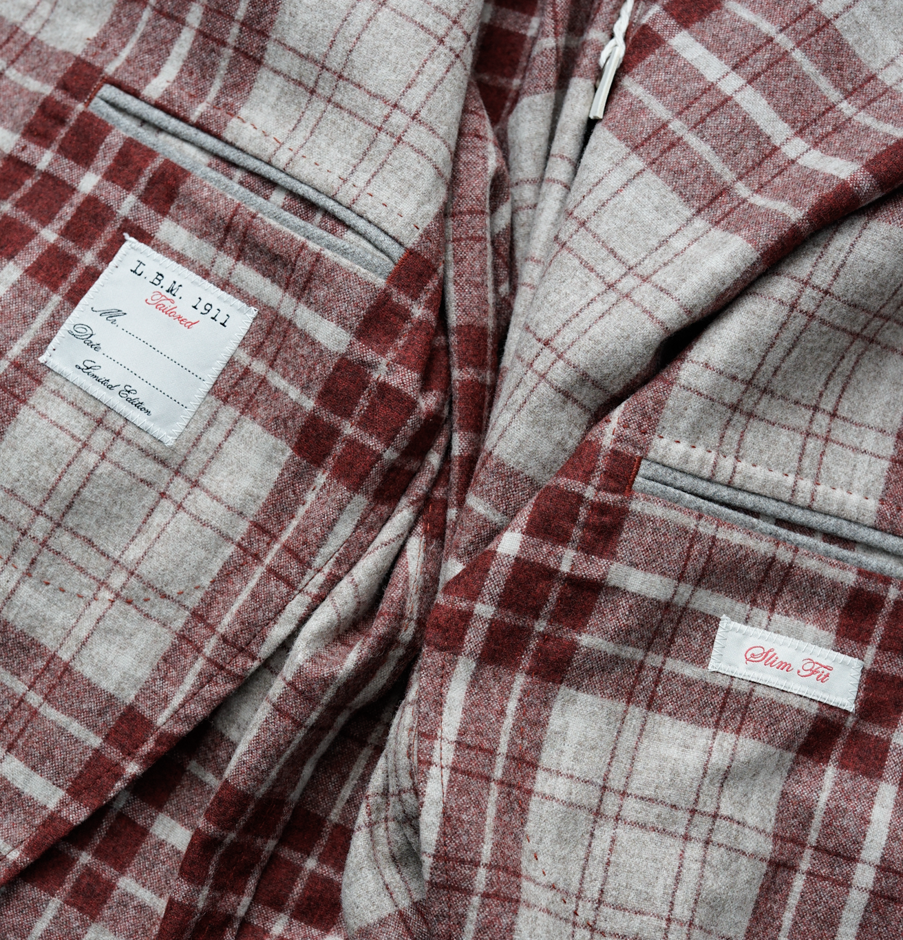 LUBIAM - L.B.M. 1911 - Włoska Marynarka Flanelowa w Kratę - 100% Virgin Wool (50)