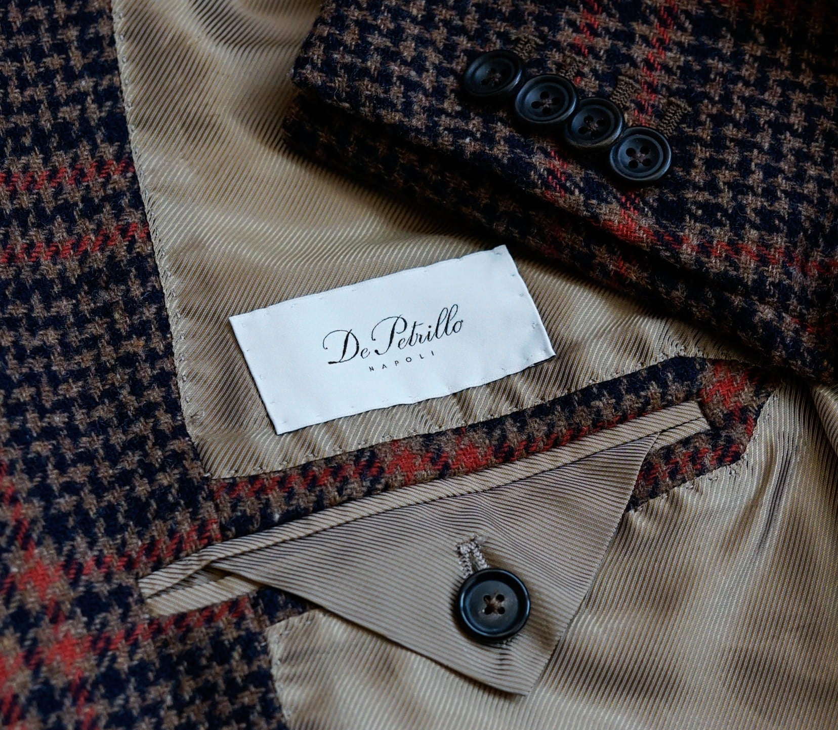 DE PETRILLO NAPOLI - Włoska Marynarka Tweedowa w Kratę - 100% Virgin Wool (46)