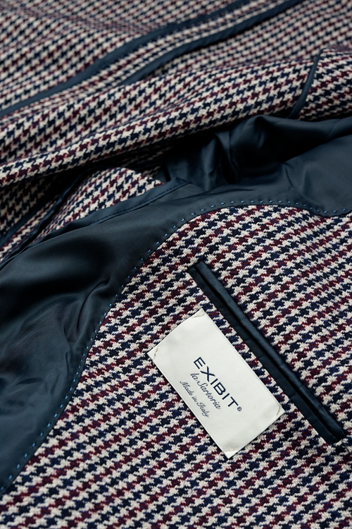 EXIBIT La Sartoria - Włoski Płaszcz Bez Konstrukcji w Pepitkę - Cotton & Wool (54)