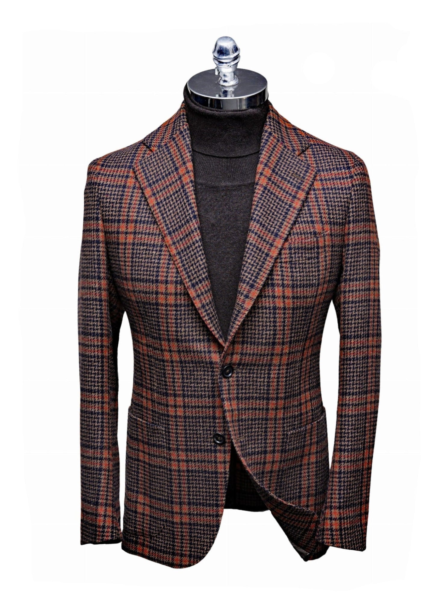 DE PETRILLO NAPOLI - Włoska Marynarka Tweedowa w Kratę - 100% Virgin Wool (46)