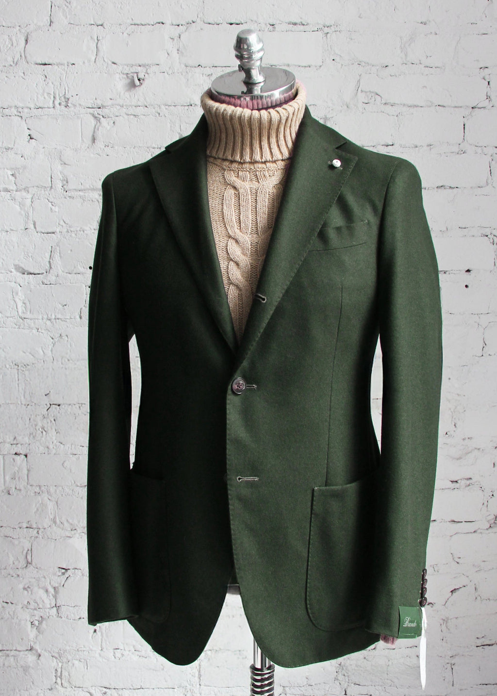 Lubiam (Brando) - Zielona Włoska Marynarka Flanelowa - 100% Wool (48)