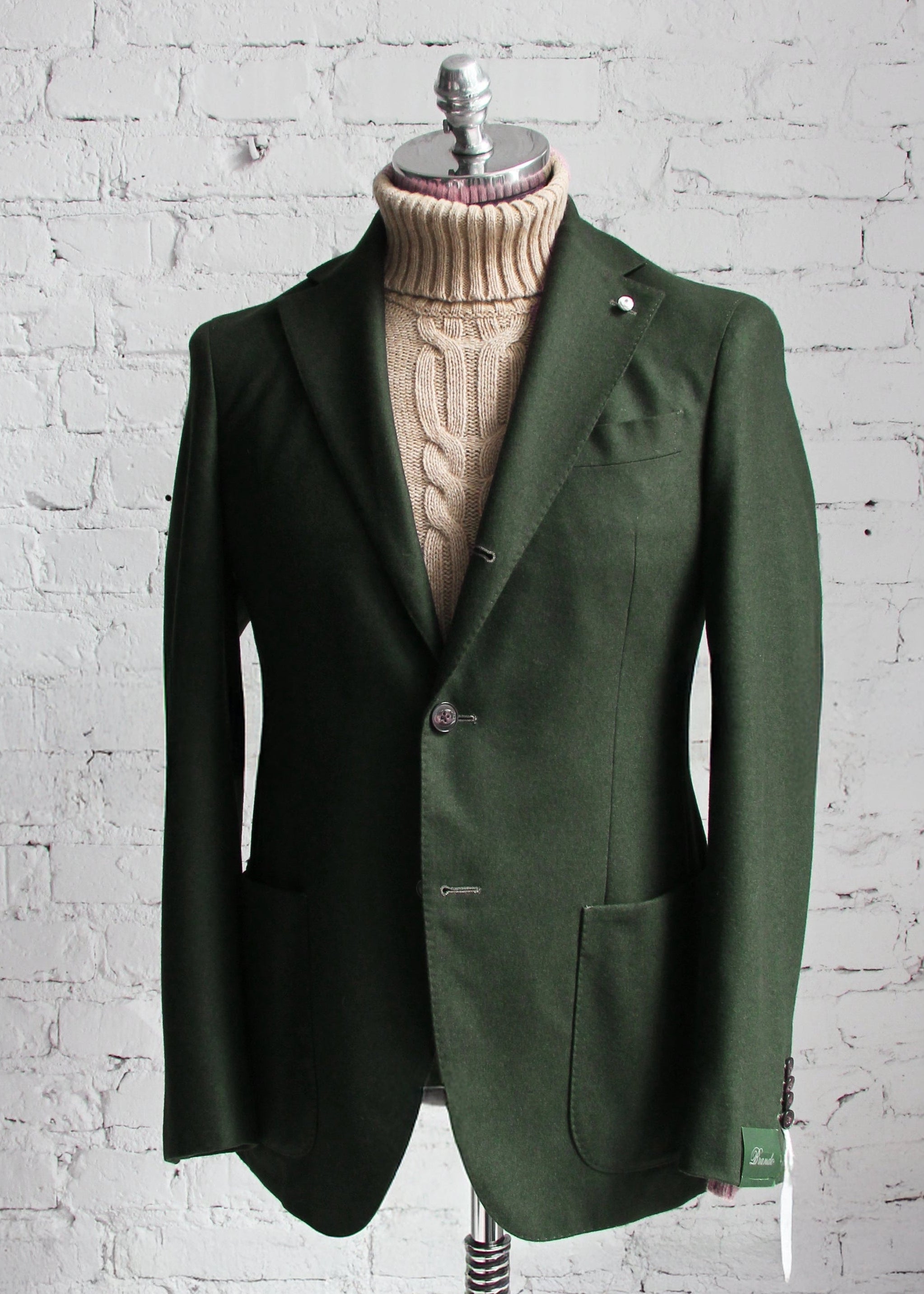 Lubiam (Brando) - Zielona Włoska Marynarka Flanelowa - 100% Wool (48)