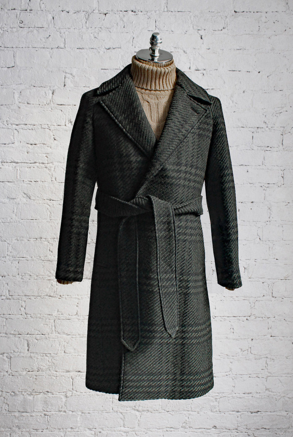 POSZETKA/HERSE 1868 – Zielony Raglanowy Płaszcz w Kratę – 100% Wool (44-58)